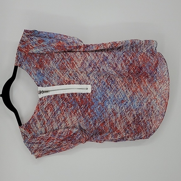 Forever 21 Flowing Lightweight Tiered Layer Top Red And Blue Abstract Print Sz S - Picture 3 of 7